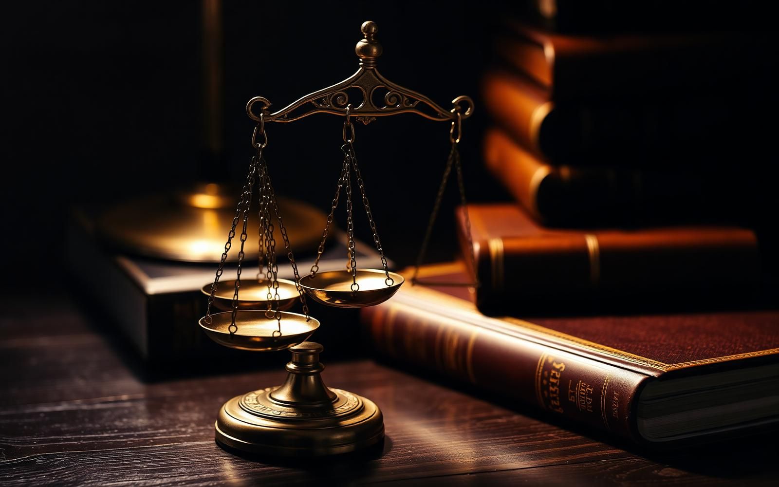 Scales of justice on a lawyer's desk